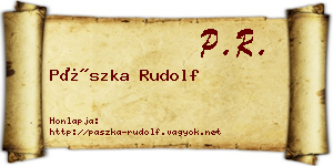 Pászka Rudolf névjegykártya